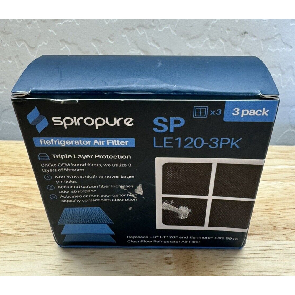NEW 3 Pk SPIROPURE #SP LE120 3PK Refrigerator Water‎ Filter LG & Kenmore Replace